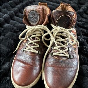 Inkkas Brown Leather High-Top Sneakers
